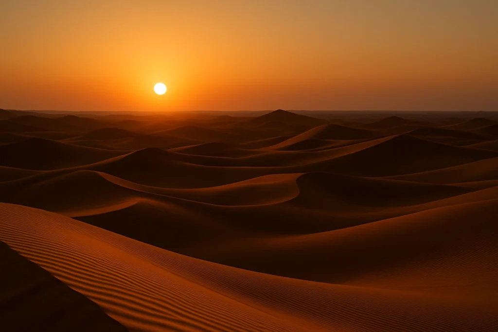 sunset over the sand dunes in dubai