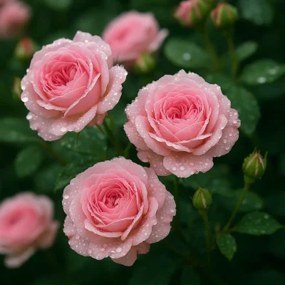 damask rose with dew