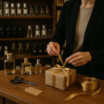 gift wrapping a perfume